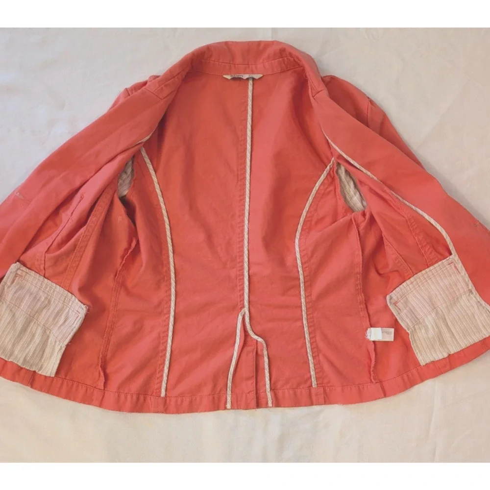 Old Navy Womens Large Coral Cotton Blazer 3/4 Sleeve 3 Button Jacket L - Picture 3 of 11